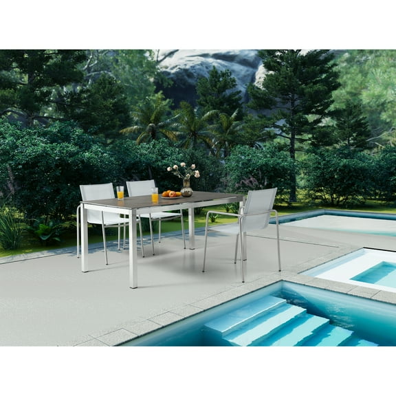 Outdoor Dining Table - Glass Ceramic Top, Stainless Steel Base - Patio Table for 6-8 Guests
