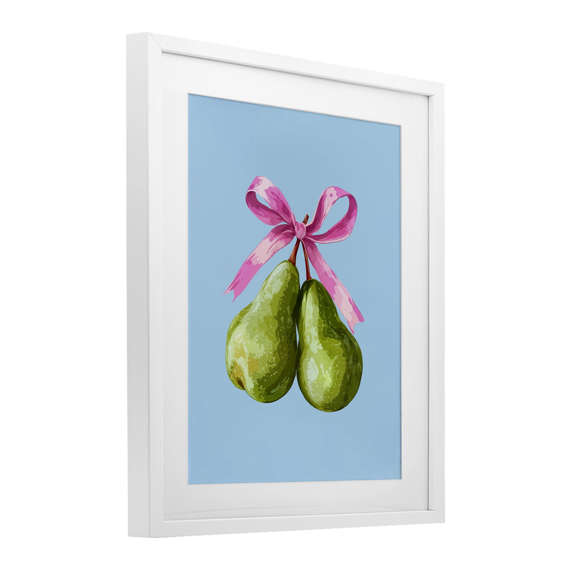 Stupell Industries Twin Pears with Ribbon White Framed Print Under Glass, design by Imagine It Images