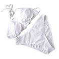 thumbnail image 6 of HAPIMO Women's 4-Piece Swimwear Set - Two Piece Bikini Set & Tie Front Long Sleeve Crop Cover Up & Wrap Skirt Summer Tropical Beach Vacation Bathing Suit White M, 6 of 6