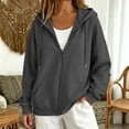 thumbnail image 6 of Womens Zip Up Hoodies Soft Full Zip Hoodie Hoodies for Women Long Sleeve Cozy Fleece Fall Outfits Workout Clothes Mama Sweatshirt Oversized Sweatshirts Fashion Hoodies & Sweatshirts Dark Gray L, 6 of 9