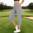thumbnail image 2 of Golf Pants for Women Stretch Solid Color Polyester Casual Travel Cropped Pants, 2 of 9