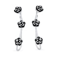 thumbnail image 2 of Bling Jewelry Womens Retro Flower Ear Cuff Cartilage Three Roses Sterling Silver, 2 of 4