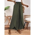 thumbnail image 6 of Womens High Side Split Wide Leg Long Pants Green L, 6 of 9
