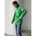 thumbnail image 2 of Hotian Women Solid Turtleneck Sweater Casual Long Sleeve Knitted Pullover Sweater Tops with Side Split Green M, 2 of 4
