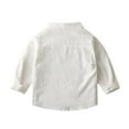 thumbnail image 3 of GYRATEDREAM Toddler Baby Boys' Long Sleeve Shirts Kids Classic Collared Button-Down Tshirt Solid Cotton Top White for 2-9Y, 3 of 5
