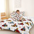 thumbnail image 4 of Manfei Lovely Race Car Full Size Comforter Sets,Cartoon Stars Bedding Comforter Set,White,Polkadot Reversible,3pcs,1 Comforter and 2 Pillowcases, 4 of 7