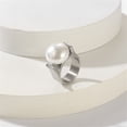 thumbnail image 2 of PAMTIER Women's Stainless Steel Vintage Exaggerated Large Pearl Wedding Ring Silver Size 7, 2 of 5