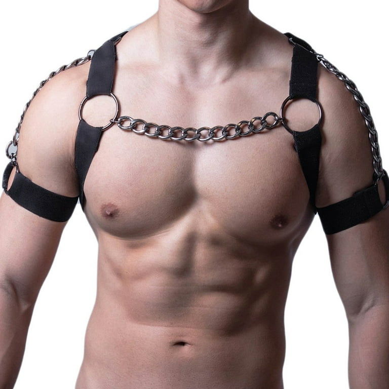 Men Body Harness, Black Punk Style Men Chest Harness For Party 