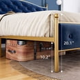 thumbnail image 5 of Litake King Size Bed Frame Upholstered Platform Bed with Velvet and Button Tufted Headboard, Heavy Duty Metal Mattress Foundation and Wood Slats No Box Needed for Bedroom in Gold and Blue, 5 of 6