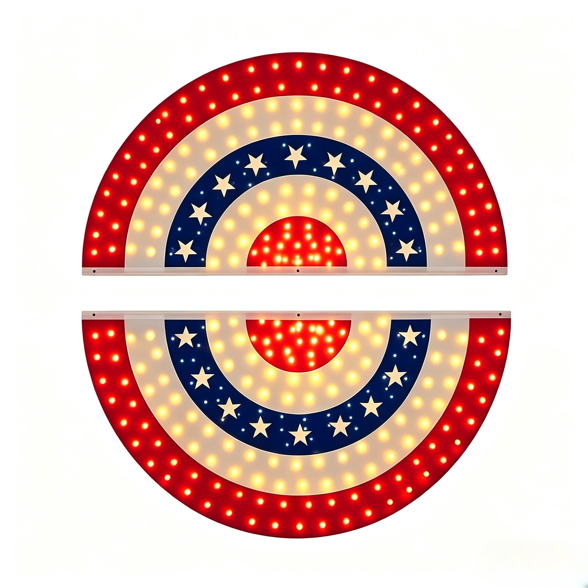 BZPIZ LED Light Fan Flag, LED American Pleated Fan Bunting Flag 2PC Outdoor Red White Blue Bunting Banner for Independence Day Decorate Patriotic Memorial Day, 4th of July Decorations
