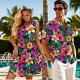 thumbnail image 3 of Jeiento Matching Tropical Outfits for Couples Floral Shirt for Men Hawaiian Dresses for Women Plus Size Summer Sleeveless Swing A Line Tiered Tank Dress, 3 of 6