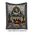 thumbnail image 3 of Christmas Throw Blanket, 51.2"x59.1" Blue and White Porcelain Printed Tapestry Blanket, Soft Cozy Lightweight Polyester Throw for Couch, Sofa, Bed and Festive Home Holiday Decor, 3 of 7