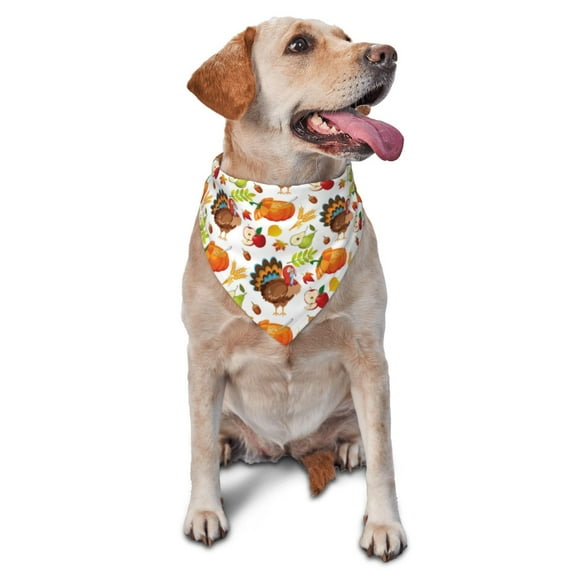 Disketp Thanksgiving Turkey Dog Bandanas 1PC Triangle Adjustable Puppy Bandana Bib Handkerchief for Large Medium Girl Dogs Pets Gift