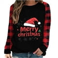 thumbnail image 2 of Weiqiqre Women Fall Clothes Christmas Shirt Women Gnomes Plaid Splicing Raglan T-Shirt Xmas Holiday Casual Long Sleeve Tee, 2 of 4