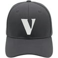thumbnail image 2 of Daxton Structured Curve Visor Bill Baseball Hat 3D Capital Alphabet Letters, Charcoal Hat White Letter V, 2 of 3
