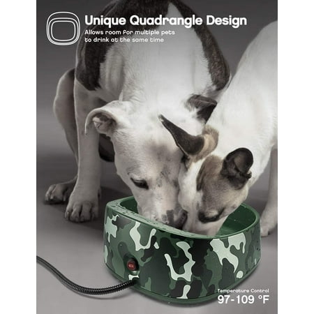 Heated Pet Bowl, Outdoor Pet Thermal Water Bowl, Dog Heated Water Bowl with Inch Chew Resistant Cord and Waterproof ON/Off Switch (New Camouflage)