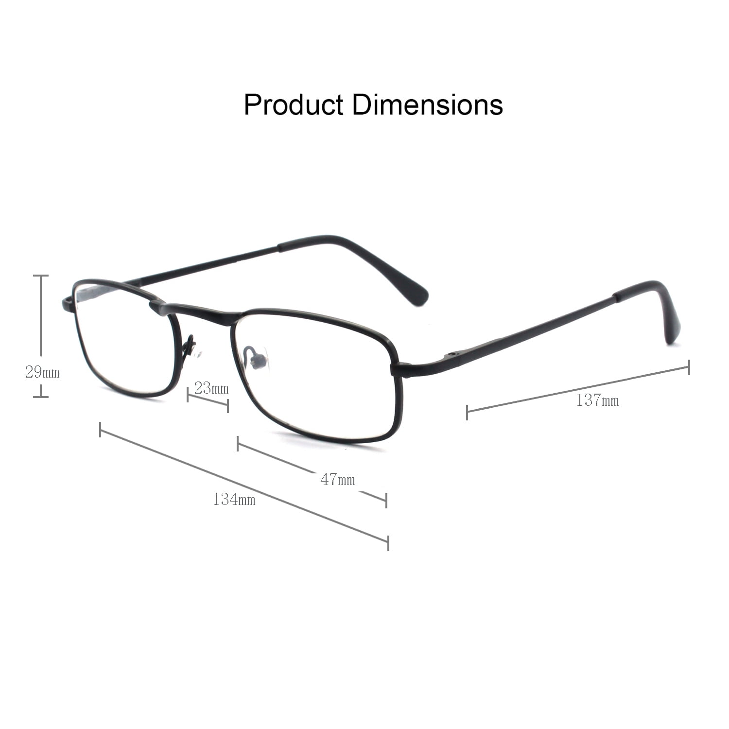 EYE ZOOM 5 Pack Unisex Vantage Metal Reading Glasses with Spring Hinge, Black, +350