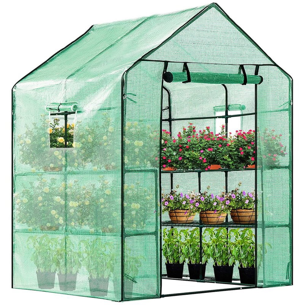 Private Jungle 56" W x 56" D x 76" H,Walk in Outdoor Plant Gardening Greenhouse 2 Tiers 8 Shelves - Window and Anchors Include(Green) Private Jungle 56" W x 56" D x 76" H,Walk in Outdoor Plant Gardening Greenhouse 2 Tiers 8 Shelves - Window and Anchors Include(Green)