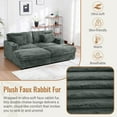 thumbnail image 5 of Oversized Double Chaise Lounge Sofa with Charging Station and Cup Holders, 83.5" Sofa Bed Cloud Couch Plush Upholstered Sleeper Sofa Daybed with 2 Supportive Pillows for Living Room, Dark Sage Green, 5 of 8