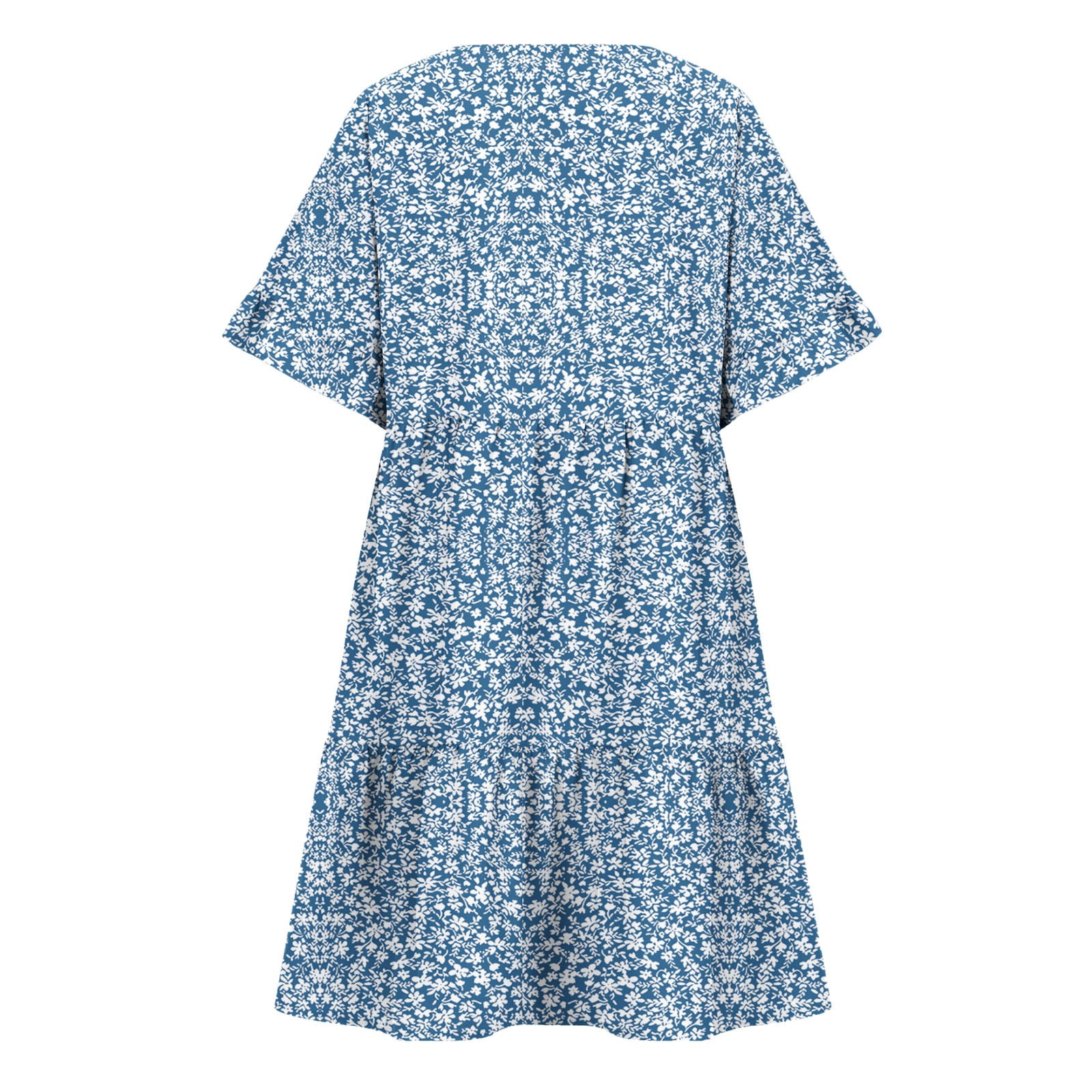 Leesechin Summer Dresses for Women Ladies Plus Size Elegant Dress Sweet & Cute V-Neck Mini Dress with Pocket Short Sleevele Ruffle Dress