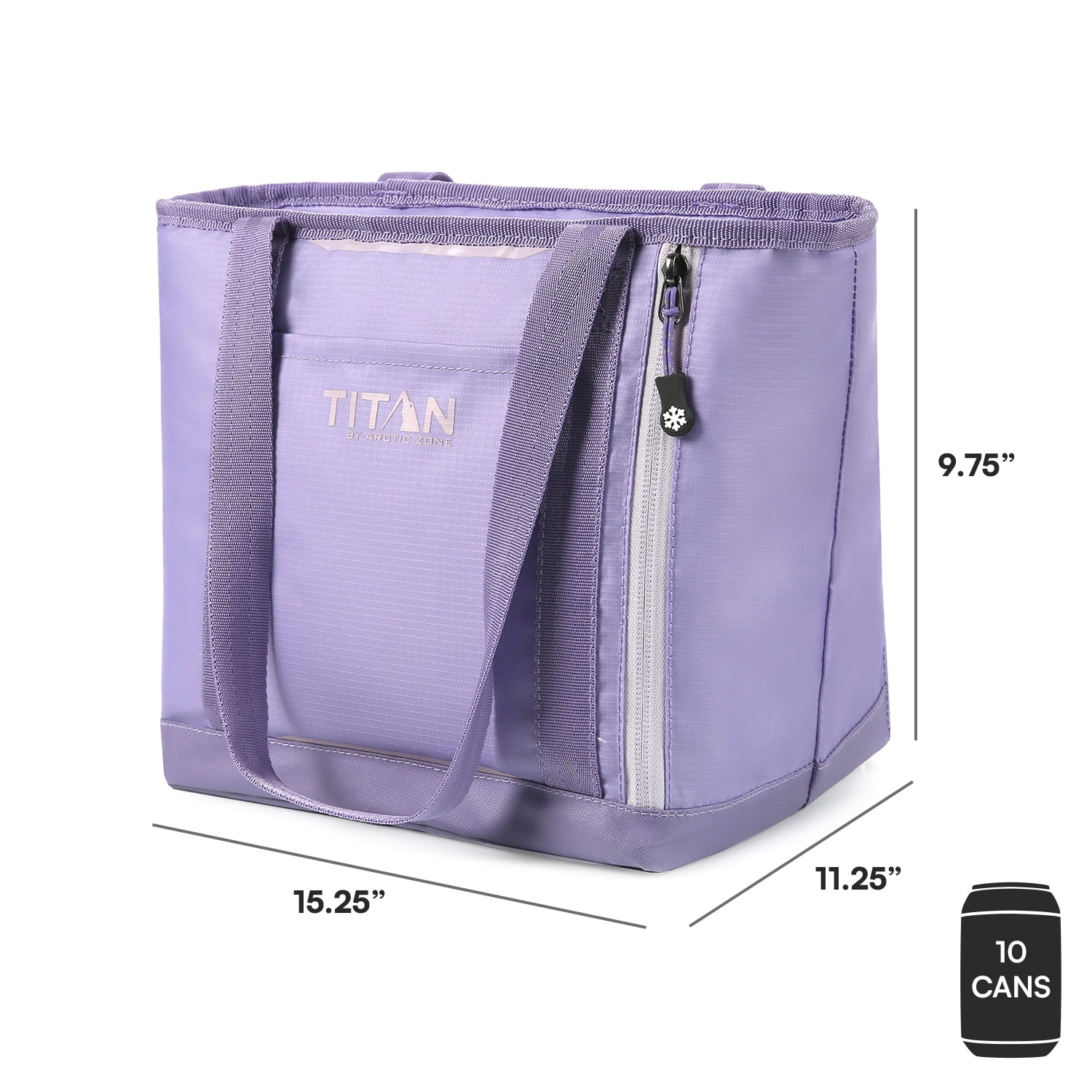 Titan by Arctic Zone 10 Can 7 qt Fridge Cold Insulated Cooler Tote + Ice Walls, Lavender