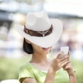 thumbnail image 1 of Sombrero de informal, accesorios para , disfraz de ala grande, sombrilla, sombrero para para mujeres, hombres, adultos, , Blanco Salvador Sombrero de vaquero occidental, 1 of 7