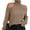 Khaki, variant on Womens Cold Shoulder Turtleneck Sweaters Fall Long Sleeve Soft Cable Knit Pullovers Sexy Jumper Tops
