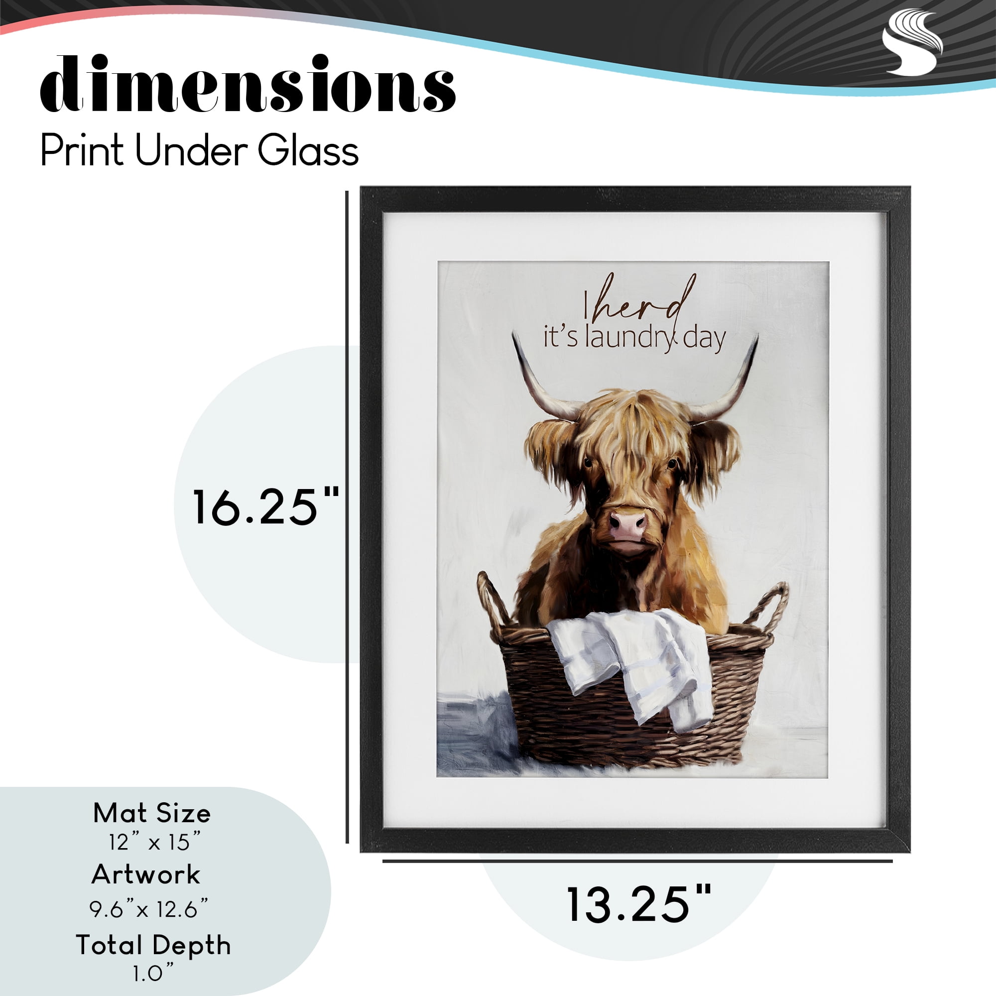 Herd It's Laundry Day Black Framed Print Under Glass, design by Kim Allen