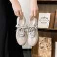thumbnail image 4 of Women's Vintage Style Leather Platform Sneakers, Lace-up Walking Shoes, 4 of 21