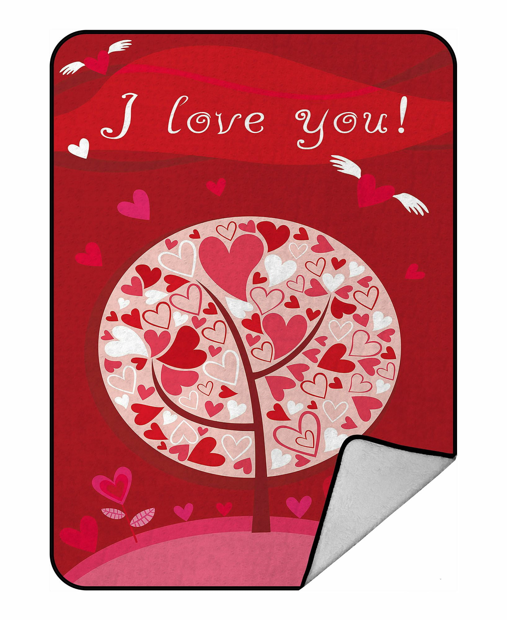 ABPHQTO Valentine Card I Love You Fleece Blanket Fleece Back Throw