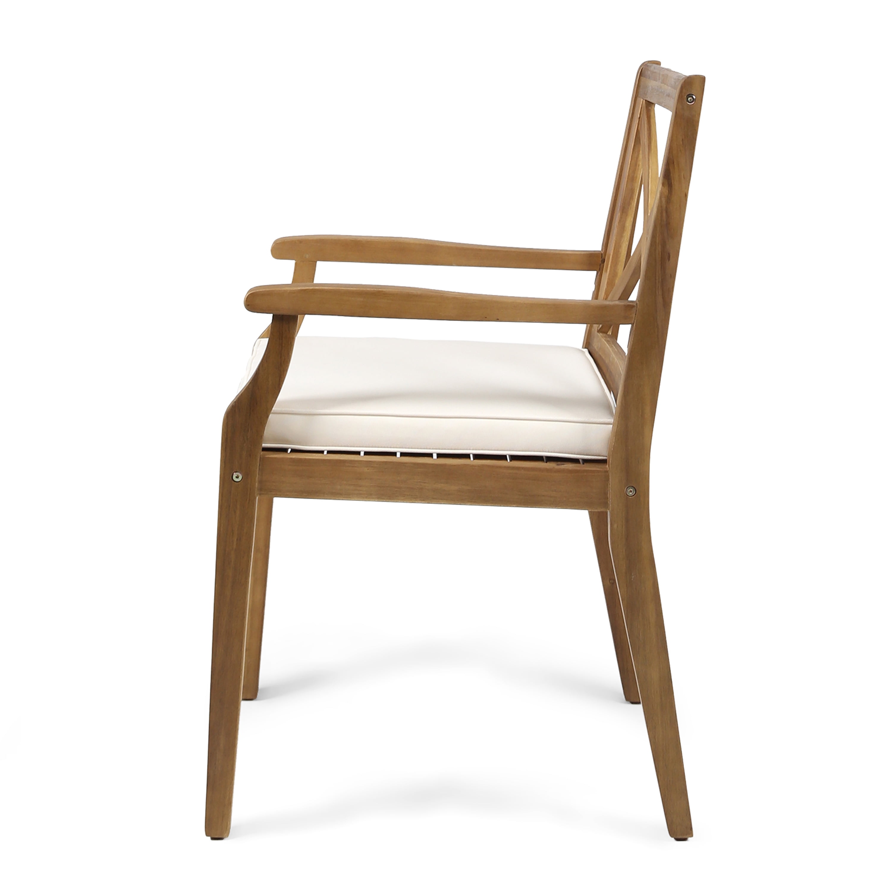 Outdoor Dining Chairs Set of 2 – Solid Wood Frame with Water-Resistant Cushions, Patio Armchairs for Backyard, Garden or Poolside