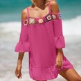 thumbnail image 2 of fatyb Women's Boho Beach Cover up Cold Shoulder Bathing Suit Bikini Dress Coverups for Vacation Swim, 2 of 5