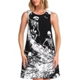 thumbnail image 1 of Easygdp Skeleton Wave Artwork para Vestido Transpirable de Mujer, Vestido Suelto de Manga Corta con Pliegues y Bolsillos para el Verano, 1 of 7