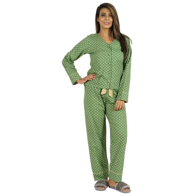 Bimba Pyjama Imprimé pour Femmes Ensemble de Nuit 2 Pcs Haut & Pyjama en Coton