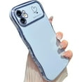 thumbnail image 2 of for iPhone 11 Case,Curly Wavy Grip Design Plated Love Heart Luxury Phone Case, Full Camera Lens Protection Fun Cute Side Small Pattern Electroplate Slim Soft Wave Case for iPhone 11,Blue, 2 of 17