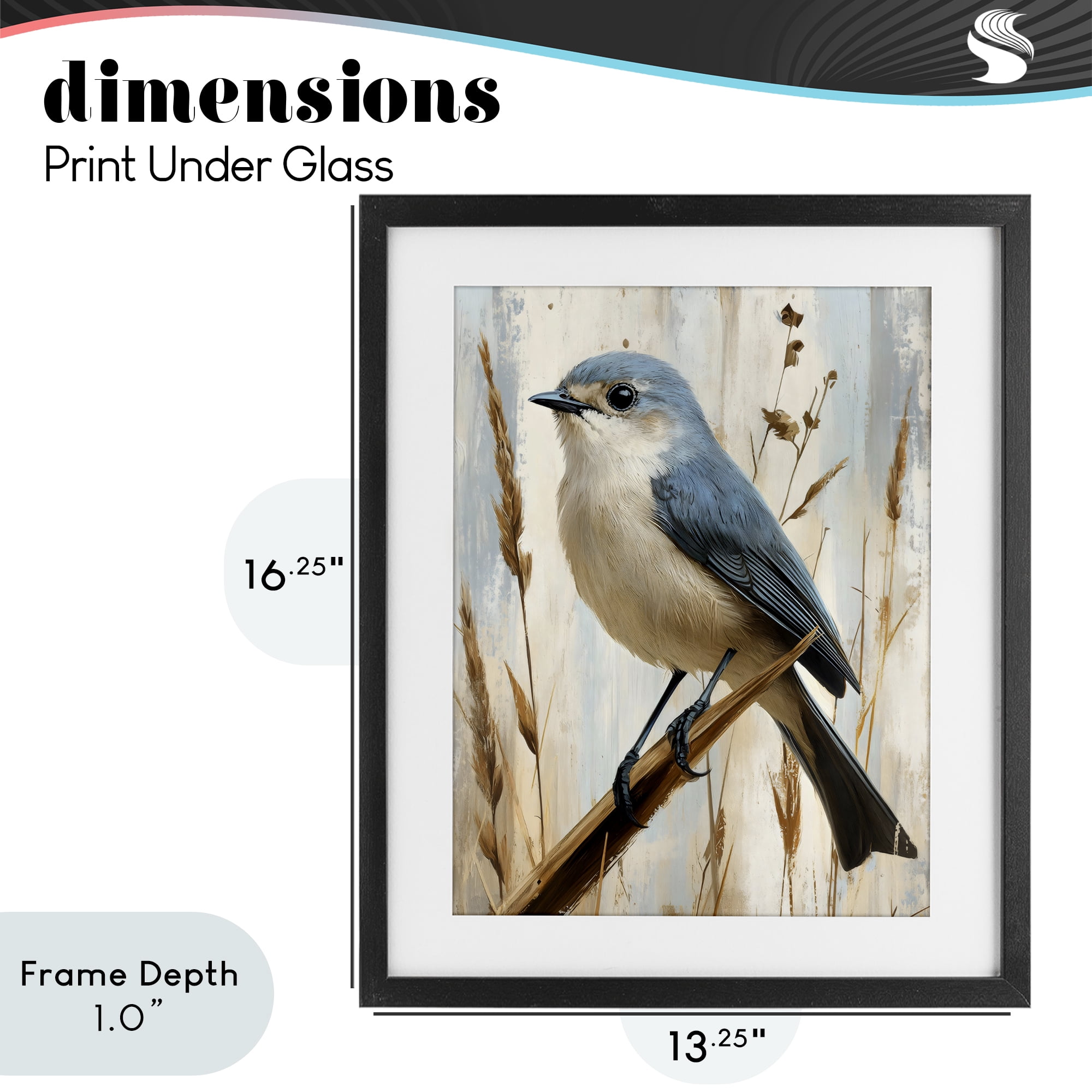 Stupell Industries Bluebird on Tall Glass Perch Black Framed Print Under Glass, design by Creative Studio