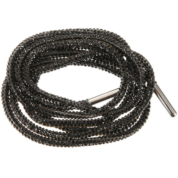 SOPOTUTU Shiny Laces Rhinestone Shoe Lace Black Colored Glaze 1Pcs