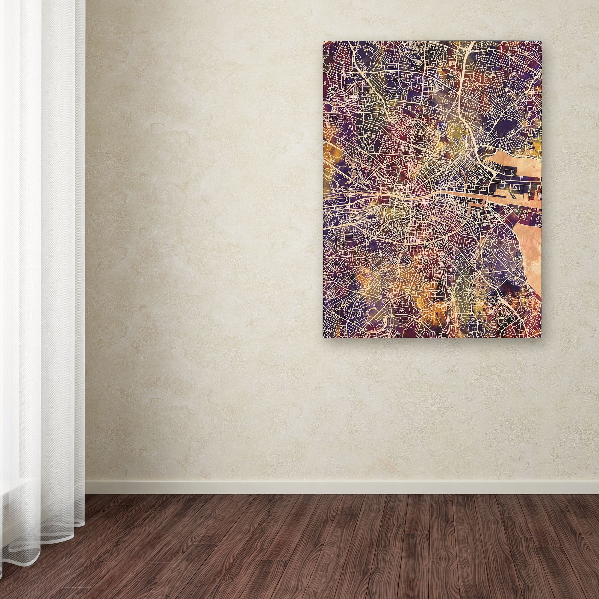 Trademark Fine Art 'Dublin Ireland City Map II' Canvas Art by Michael Tompsett