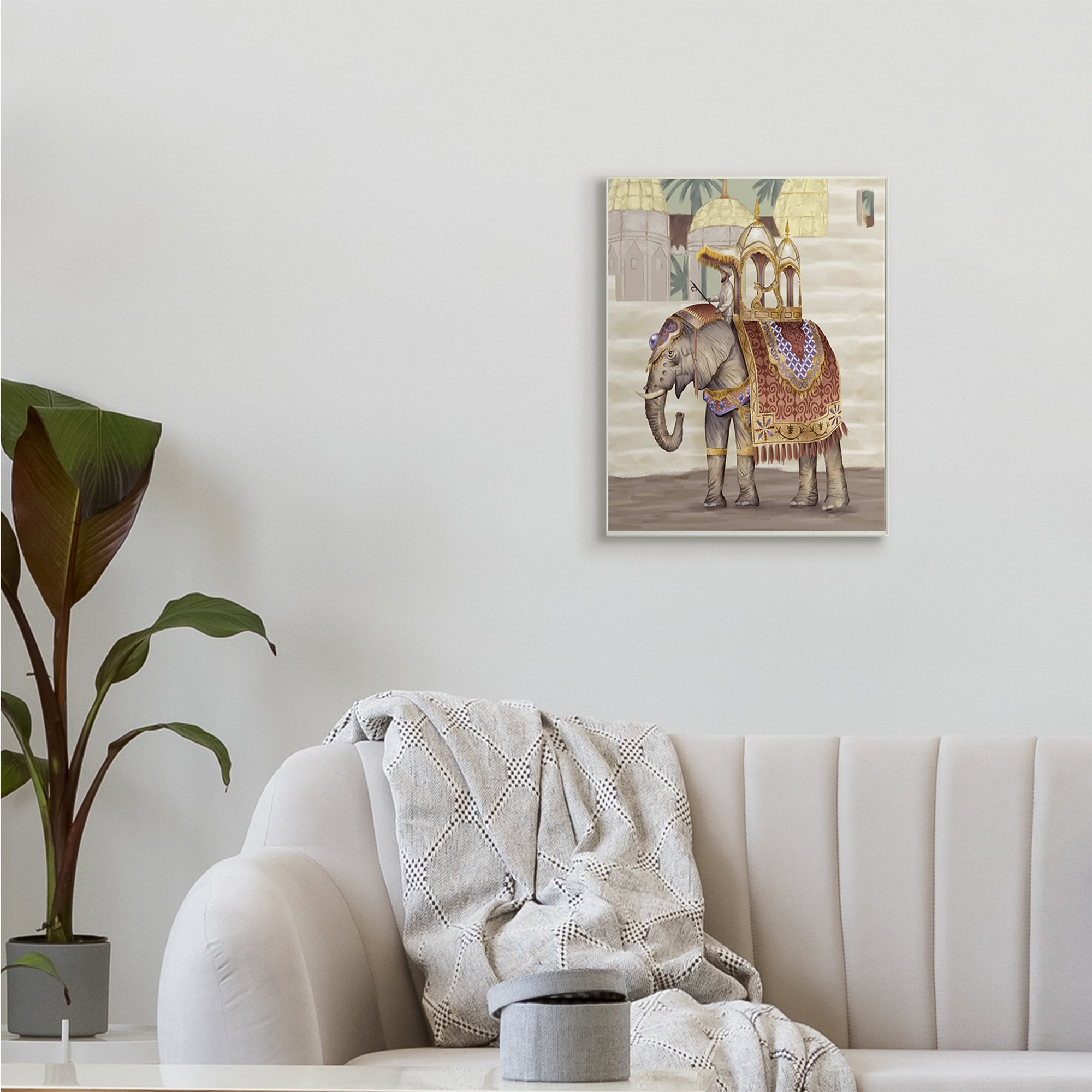 Stupell Industries Man Riding Elephant Islamic Inspired Architecture,13 x 19,Designed by Ziwei Li