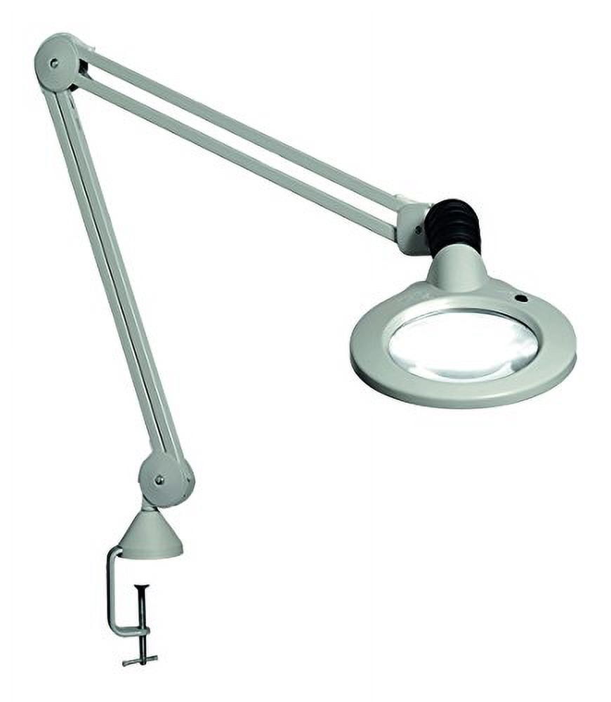 Vision-Luxo KFL026029 KFM LED Illuminated Magnifier, 30" Arm, 5 Diopter, Edge Clamp, Steel/Aluminum, Light Gray