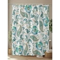 thumbnail image 4 of Fsddascl Teal Paisley Floral Shower Curtain Set - 72" x 78" Washable Bathtub Curtain with 12 Hooks, Boho Ethnic Tribe Traditional Waterproof Fabric Stall Shower Curtains for Bathroom/Bathtub Décor, 4 of 6