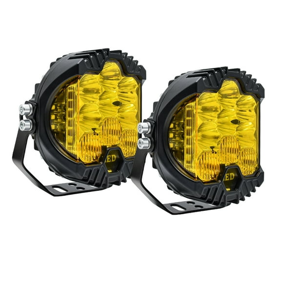 Mistaha 5-Inch Curved LED Work Lights Set, Yellow Light, Combo Beam, 150W, IP68 Waterproof, 15000LM, Pack of 2