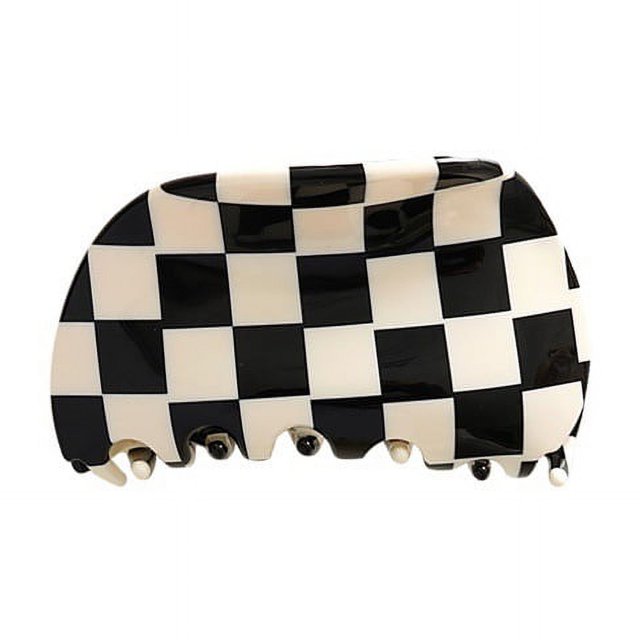 Hoja de tablero de ajedrez en blanco y negro, pinza para el cabello, accesorios para el cabello, pasadores para mujeres, pasadores negros, horquilla para el cabello para mujer, 8*5,8 CM, cuadros blan