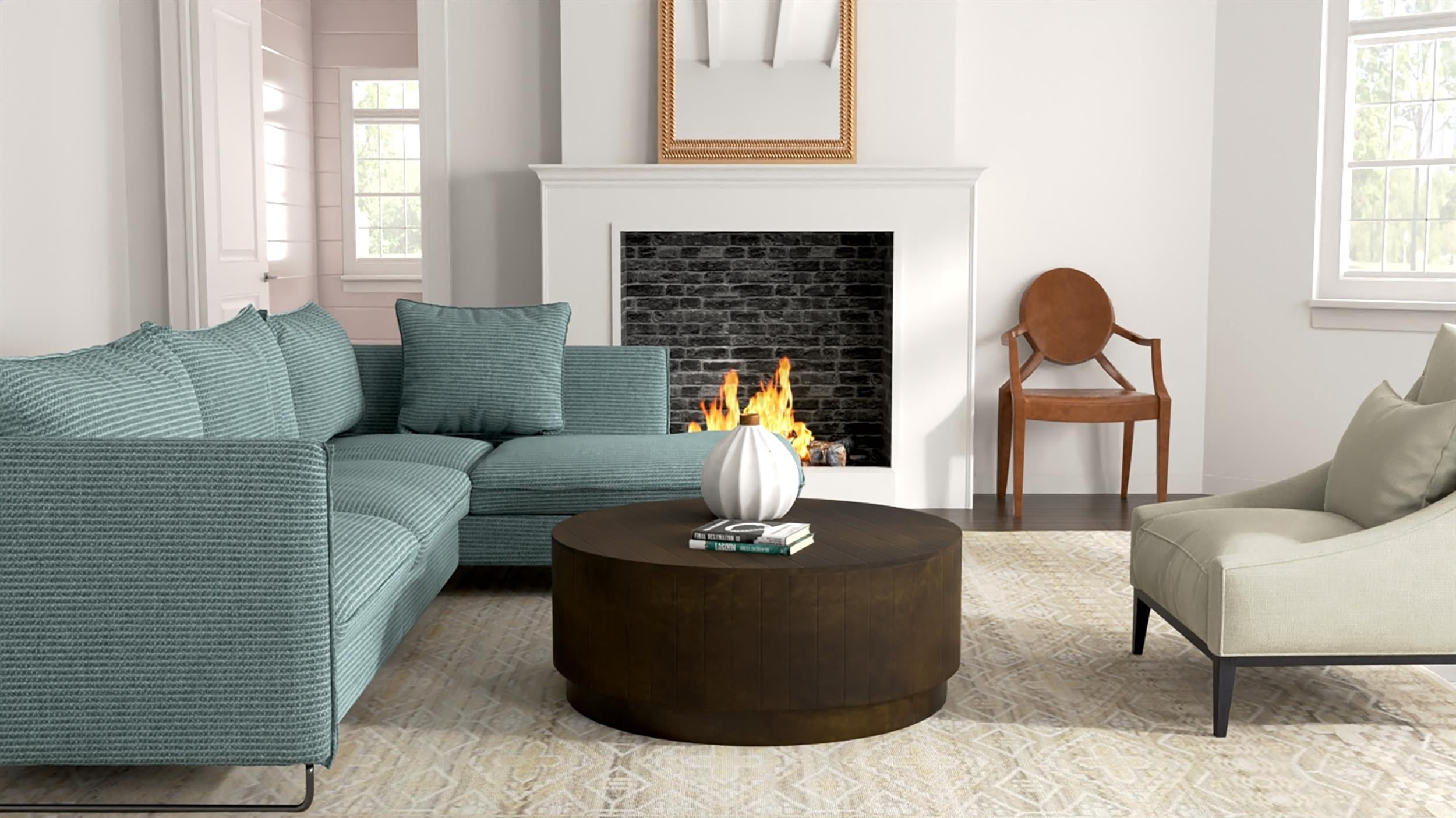 Tamia 42" Round Wooden Coffee Table - Chestnut