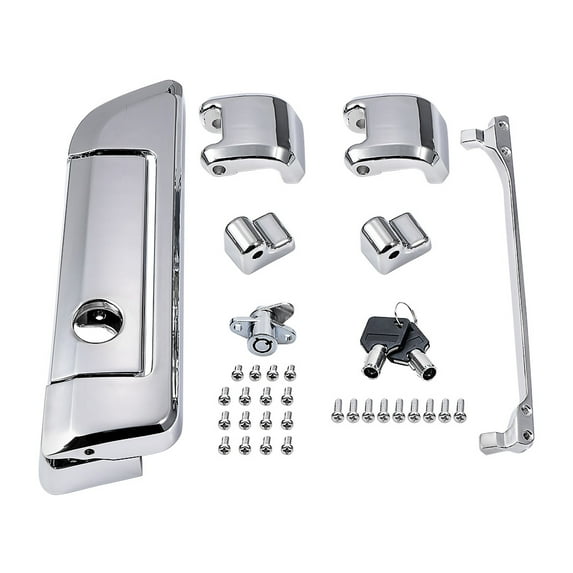 Chrome Trunk Lid Latch + Tour-Trunk Hinge Cover w/ Key Lock Set for 2014-2021 Harley Touring