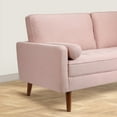 thumbnail image 7 of Koorlian Small Sofa Couch, 2 Seater Fabric Loveseat, Mid Century Modern Couches for Living Room, Appartment, Dorm, Hotel, Home Office, Button Tufted Seat Cushion, Square Armrest, Pink, 7 of 7