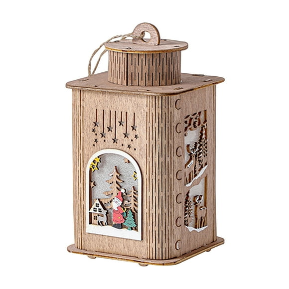TIMIFIS Night Light Home Essentials Wooden Christmas Lighted House Candlestick Table Top Settable Painted Christmas Night Light