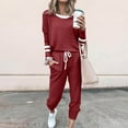 thumbnail image 2 of Comfy Sets for Women Clothing Women's Fashionable Loose Color Blocking Long Sleeved Round Neck Casual Set Baggy Drawstring Pants Fall Oversized Warm Comfortable Sport Sweatshirt Sets, 2 of 8