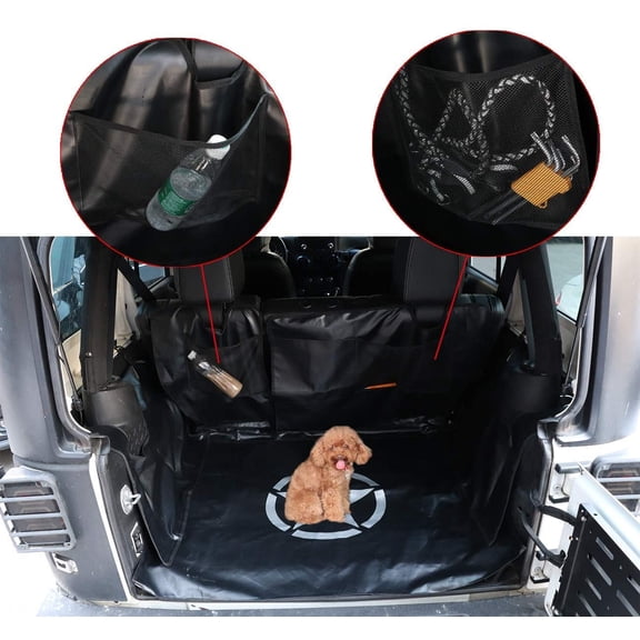 Pet Seat Proof Covers Dog Seat Covers Pet Cargo Liner Compatible with for 2007-2024 Wrangler JK JL 4-Door Heavy Duty Oxford Hammock with Waterproof Stain-Resistant