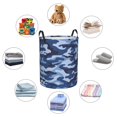 thumbnail image 3 of DouZhe Waterproof Collapsible Large Laundry Baskets, Abstract Blue Camouflage Prints Circular Hamper with Handles, 3 of 6